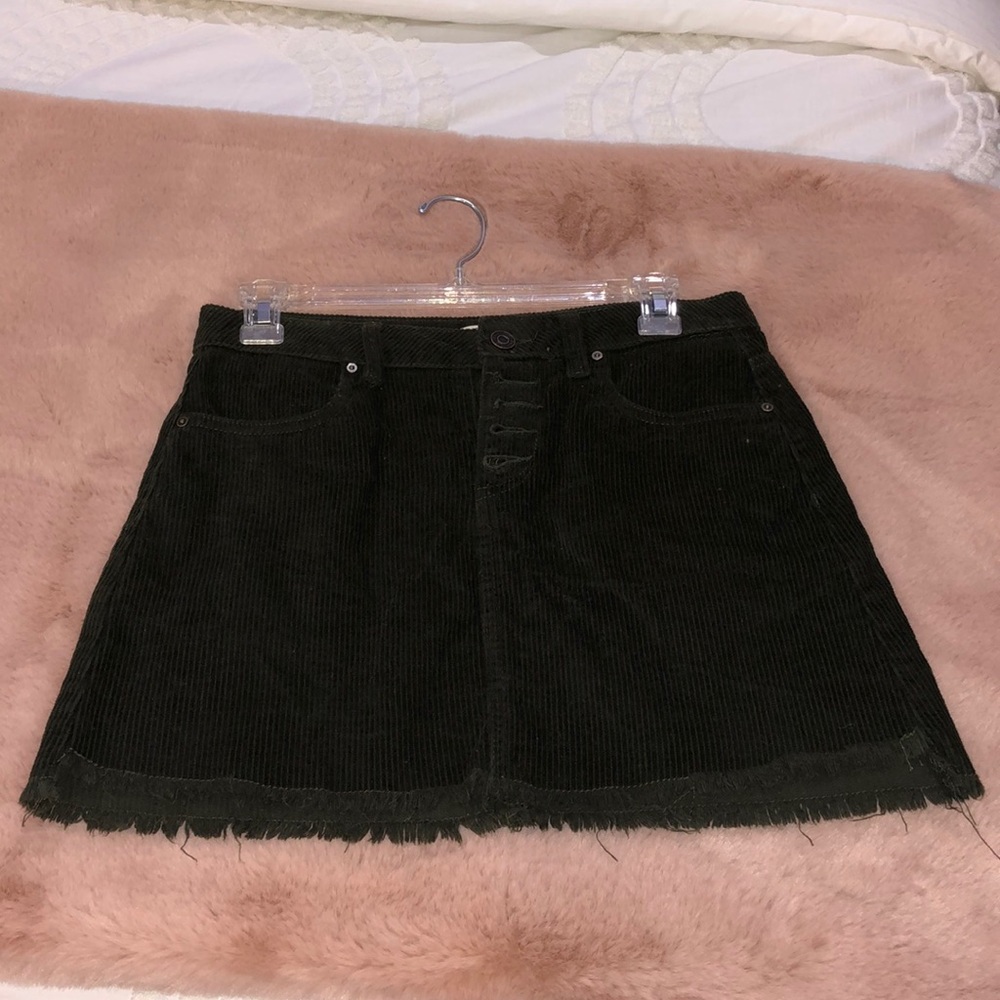 Green Corduroy Button - Up Skirt